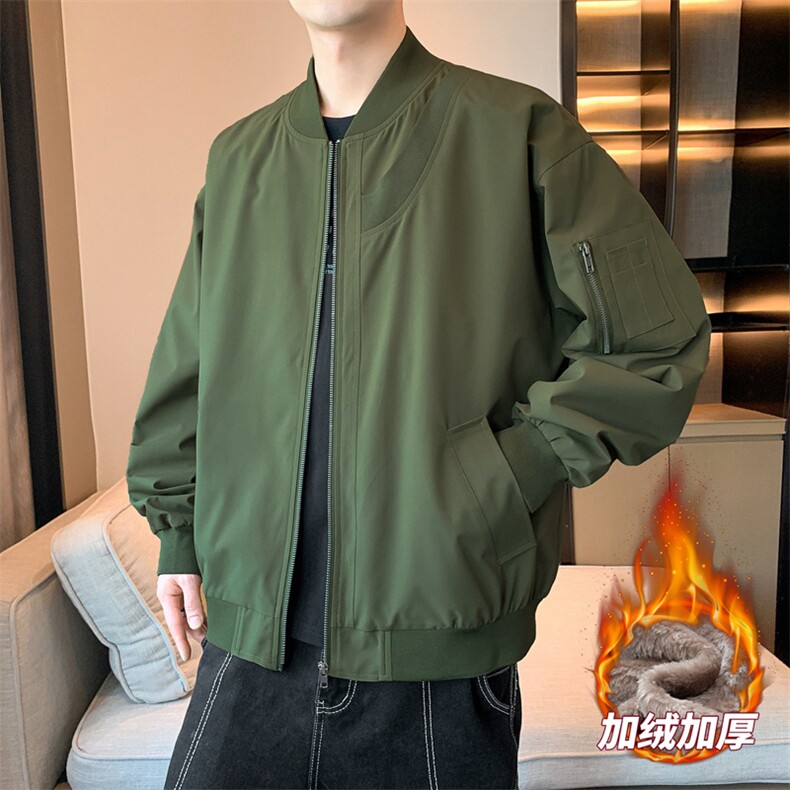 加绒加厚棒球服飞行员夹克宽松休闲工装外套JK88-P78加绒P88,男装夹克,星座308B-2