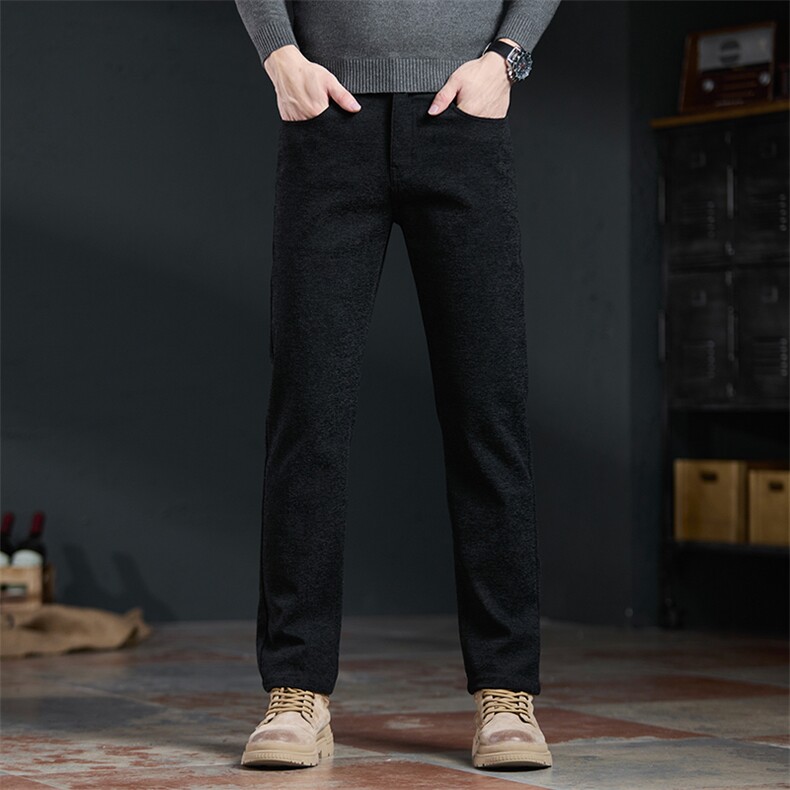 雪尼尔休闲裤男秋冬季长裤子男士轻奢商务舒适直筒西装裤男，男装西服套装，星座914