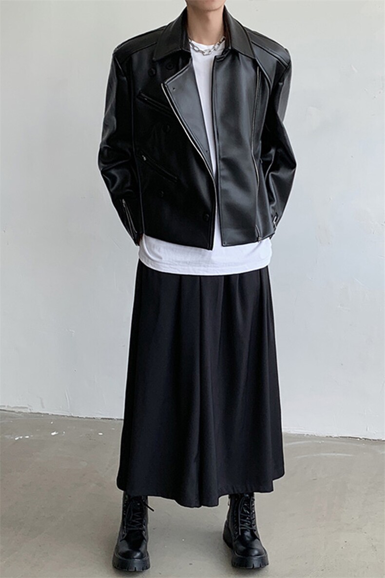 高级感pu皮夹克外套男暗黑系痞帅炸街宽松短款机车服2376-P145,男装夹克,星座512-1（原513-3）