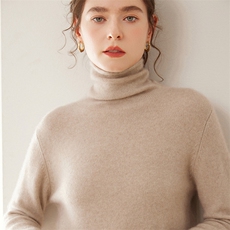 秋冬季新款舒适时尚百搭女士七针堆领羊绒衫，女装羊绒衫，圣寒羊绒