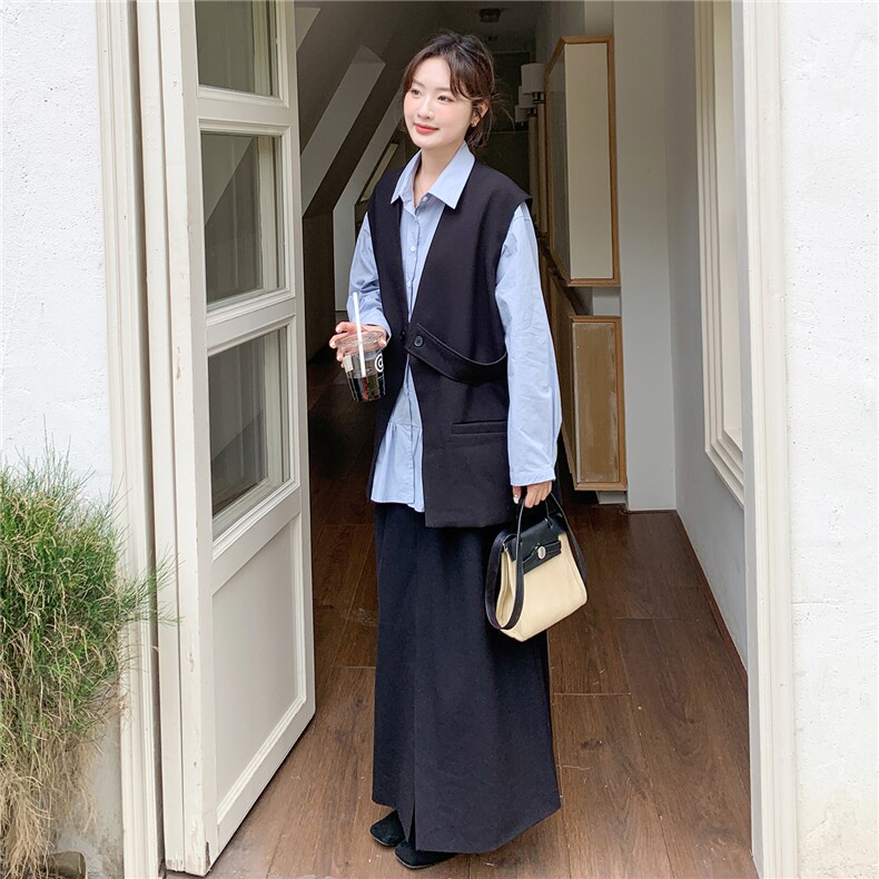 韩系学院风马甲衬衫半裙三件套F719-P195-K318,女装套装/套裙,2C255