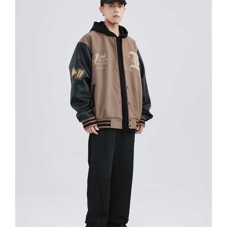 J9863-P62美式复古潮流新款拼接棒球服宽松休闲夹克外套,男装夹克,星座617A-2