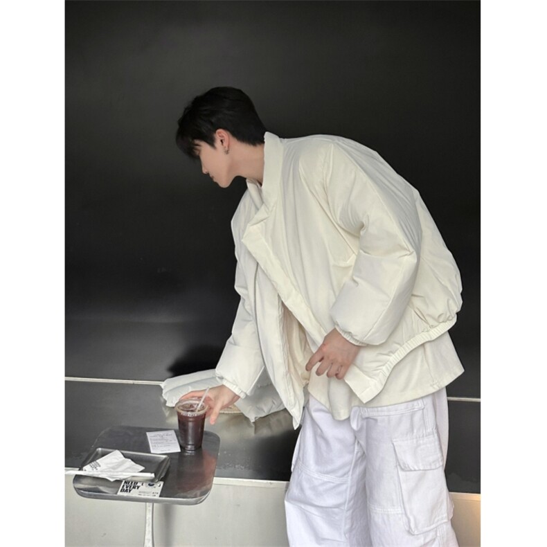 （现货）白色棉服面包服短款自制款,男装棉衣,星座910A