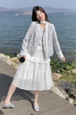 小香风提花精致短款外套女春季2025新款独特漂亮洋气百搭碎花开衫，女装套装/套裙，2C292
