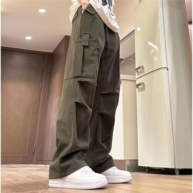 网络图现货新款潮流大码阔腿灯芯绒宽松直筒工装休闲裤JC12-P42,男装工装外套,星座715-7