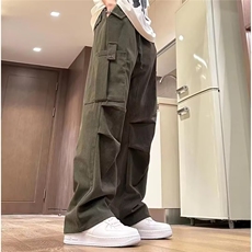 网络图现货新款潮流大码阔腿灯芯绒宽松直筒工装休闲裤JC12-P42，男装工装外套，星座715-7