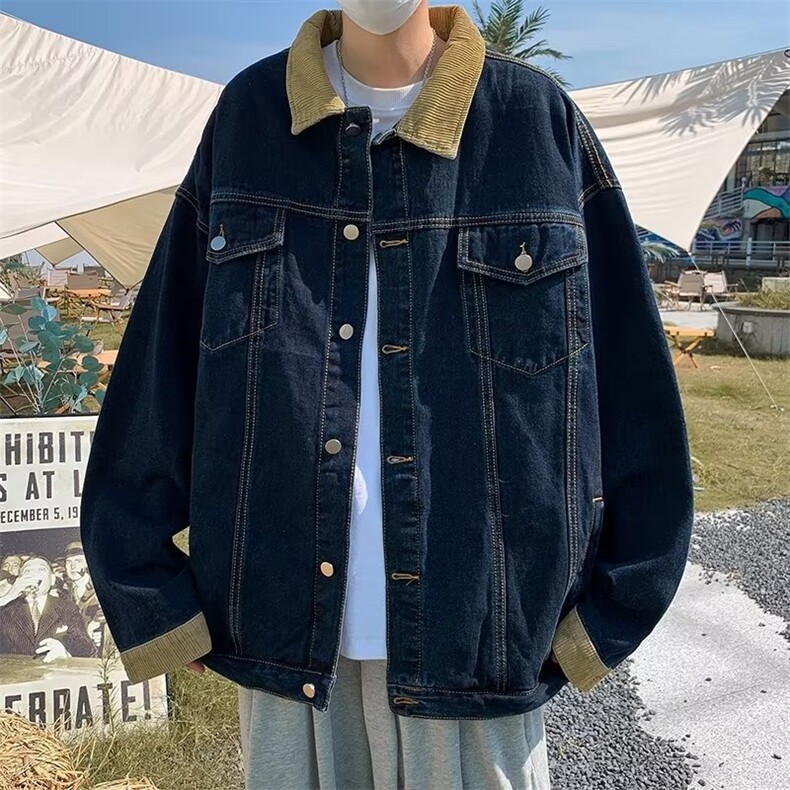 2024美式复古牛仔外套男oversize高街宽松春秋工装夹克W6012-P58,男装夹克,星座412-2