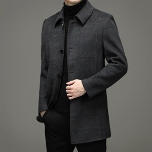 羊毛呢外套男秋冬季翻领妮子风衣羽绒内胆可脱卸大衣ZG2807-P315，男装毛呢大衣，电商B212（原钱塘6029）