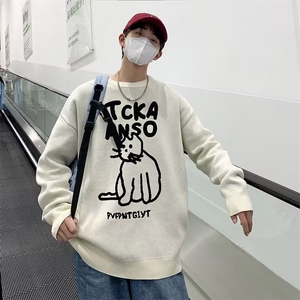 情侣英文字母涂鸦宽松卫衣男秋季潮流百搭圆领套头外套 M834-P41图片
