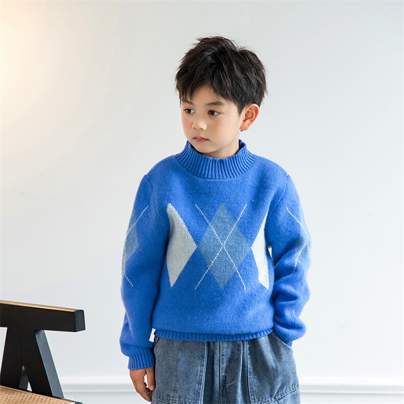 儿童羊毛衫半高圆领女童装秋冬季男童毛衣套头宝宝加厚羊毛衫，童装儿童羊毛衫，暖钟情羊绒