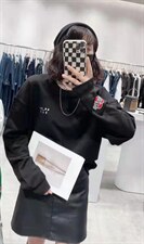 现货秋季新款慵懒风刺绣爱心长袖卫衣，女装卫衣/绒衫，九月