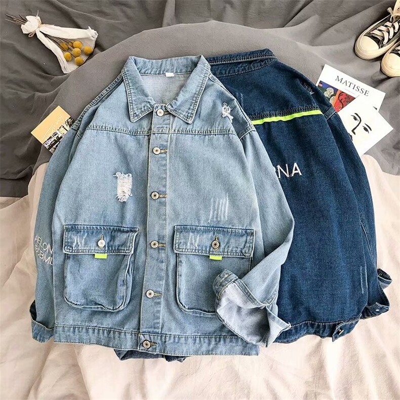 F391P58男生秋装新中式潮牛仔外套男复古宽松水洗做，男装工装外套，星座512-6