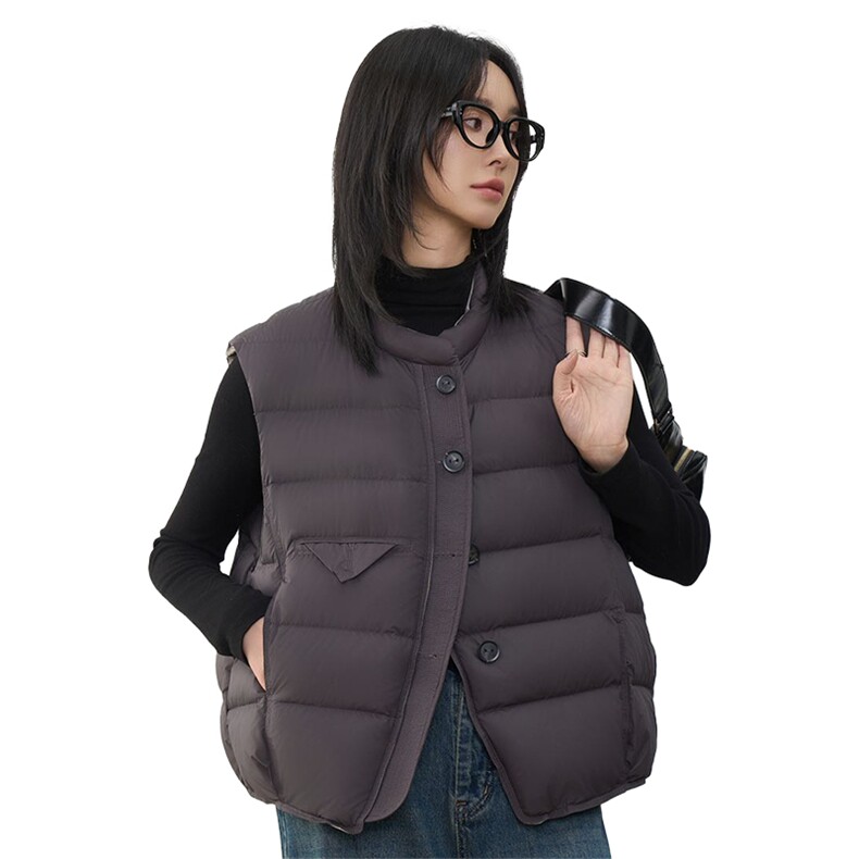 现货2025年新款冬季90白鸭绒马甲,女装马甲,阳光伊恋