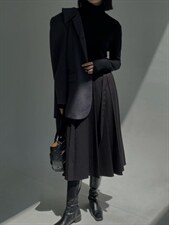 冬季·羊毛百褶半裙，女装半身裙，hello september