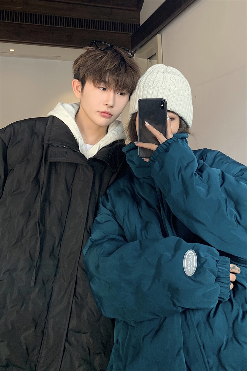 1情侣定制面料港风半高领棉服大码M-5XL棉服外套男8707P125控168,男装棉衣,星座226-2