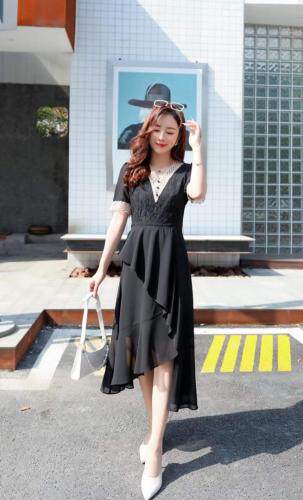 【现货】夏季新款韩版雪纺连衣裙，女装连衣裙，裳之恋语