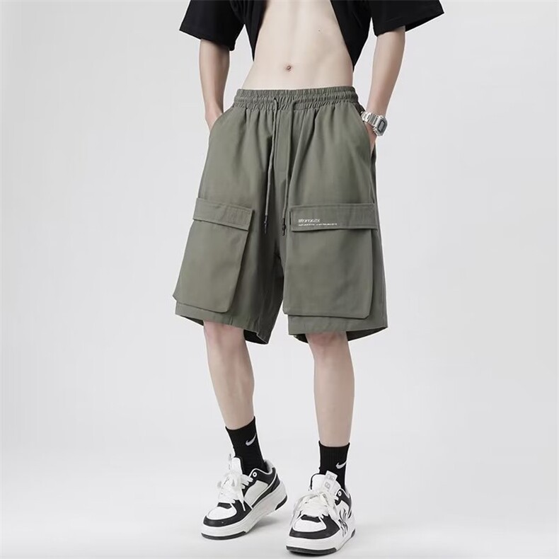 ins潮青春流行休闲裤工装裤慵懒时尚潮牌男潮流五分裤夏季宽松型图片