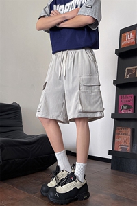 8XL-M 特大码冰丝短裤男五分裤褶皱休闲裤工装中裤DK1504P45控68图片