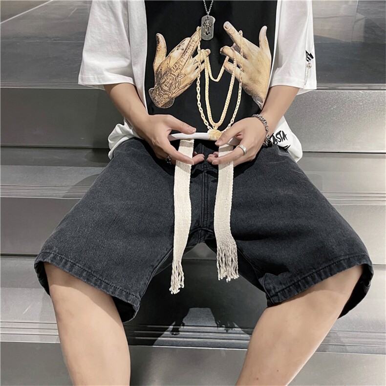 牛仔短裤男夏季新款港风潮流韩版帅气宽松百搭五分裤DK06601-P40,男装牛仔裤,星座308B-1