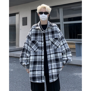 秋款男夹克条纹格子衬衫休闲外套J1002 P58图片
