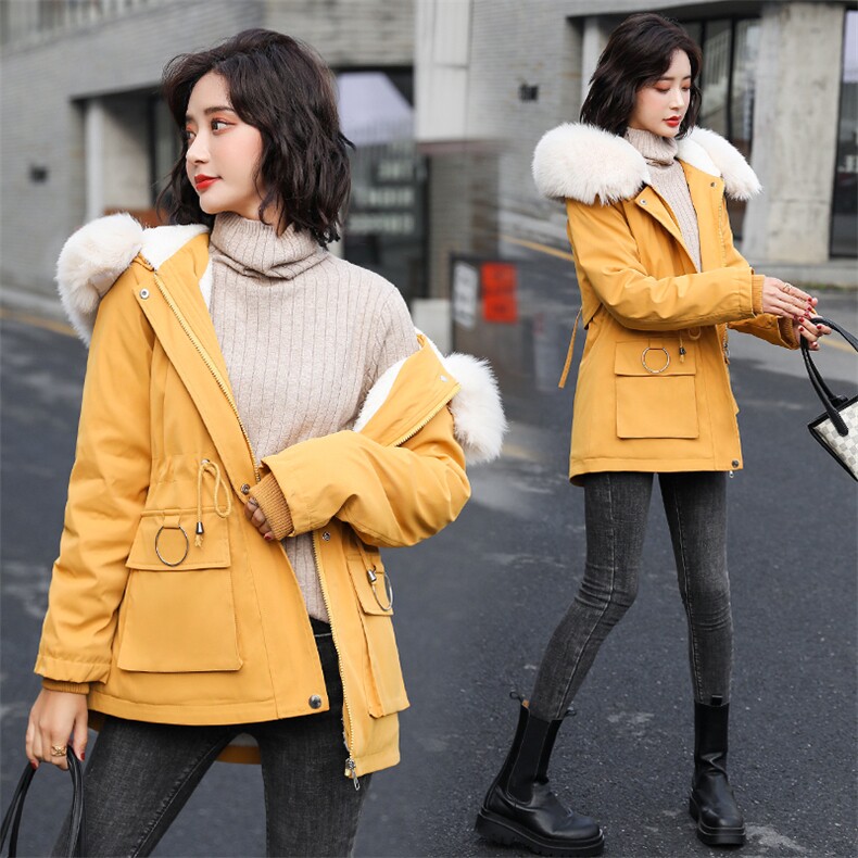 大毛领棉服女中长款棉衣外套2020冬季新款韩版连帽加厚棉袄毛领潮图片