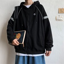 宽松休闲外套男秋季韩版百搭运动上衣ins开衫连帽卫衣W1103-P35，男装夹克，星座512-4