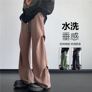 抖音品质秋季新款潮流水洗褶皱宽松休闲裤B315-K24263-特p45控88图片