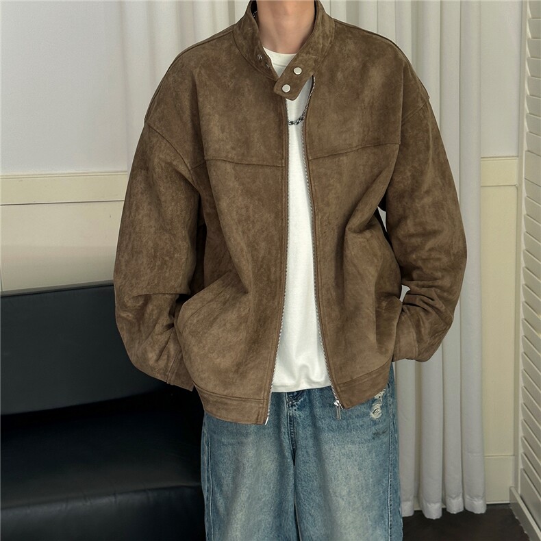 现货潮牌男士麂皮绒夹克外套日系痞帅A351-AJ2640-P125控199,男装夹克,电商A351