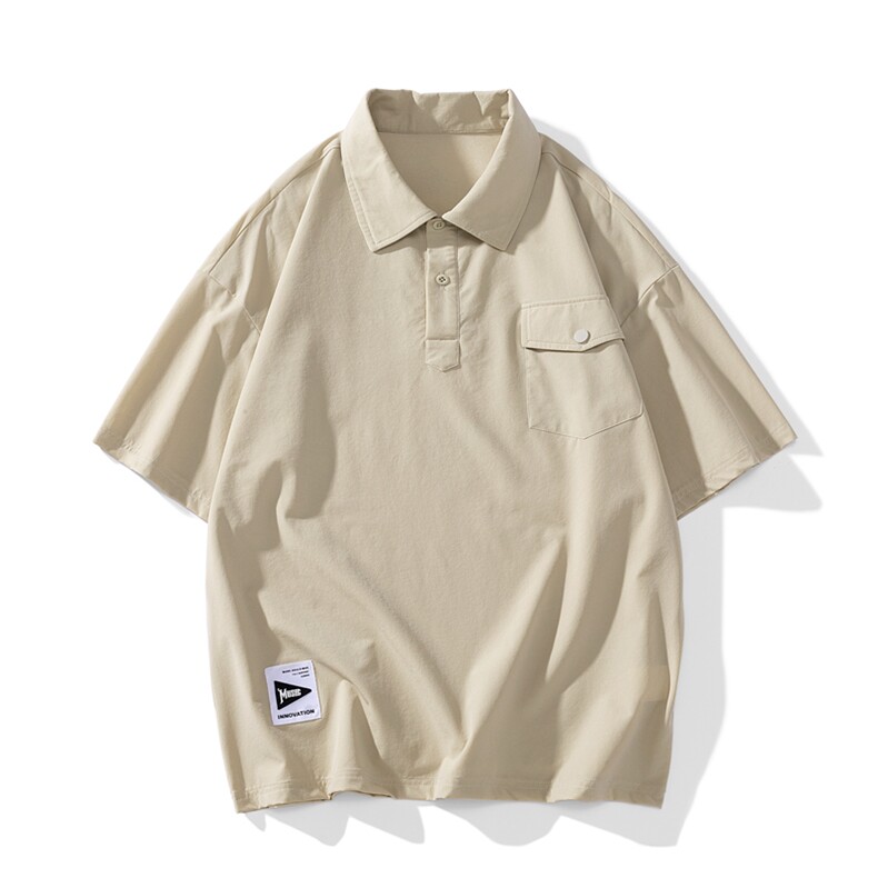 抖音冰丝薄款短袖POLO衫男士潮牌百搭休闲半袖t恤港风上衣服,男装Polo衫,电商A409-1