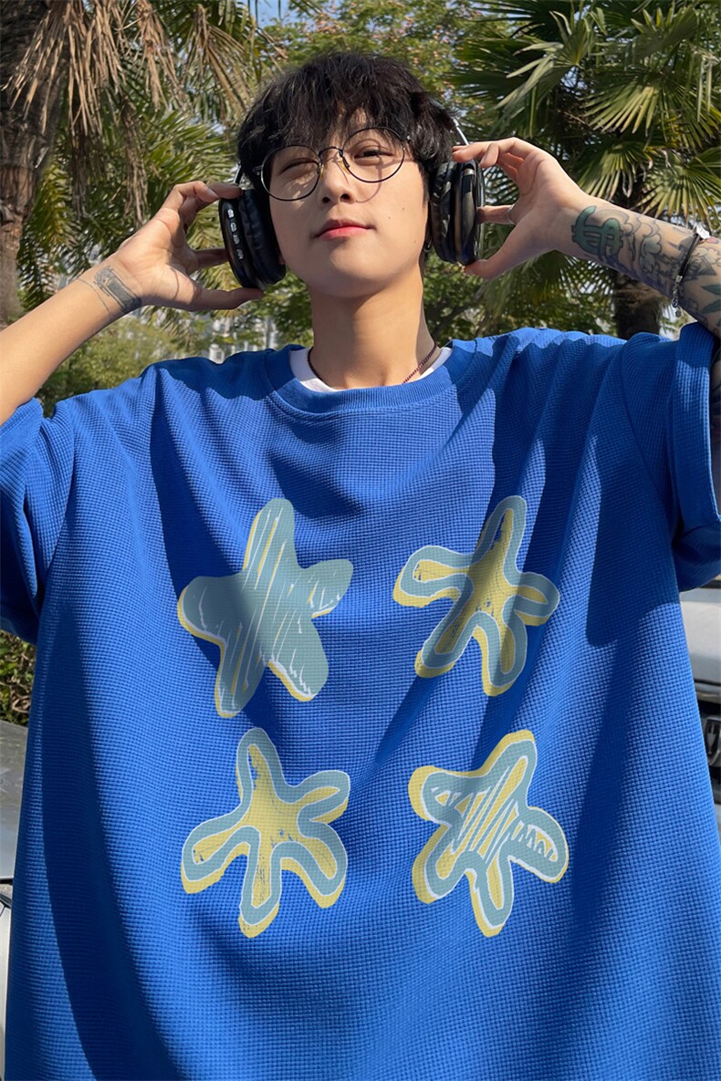 ！2025夏季新款男士华夫格印花短袖T恤半袖TXH2402特P19,男装T恤,电商B220
