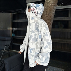 美式高鲨鱼拉链刺绣卫衣男女同款情侣春秋薄款hiphop原创连，男装卫衣，星座505-2（原电商A260-1)