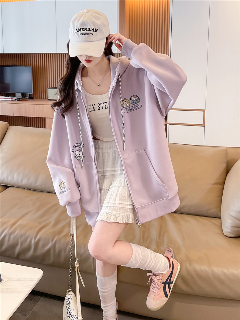 现货2026春秋季连帽外套女针织撞色可爱风学生休闲百搭外套,女装卫衣/绒衫,网红馆