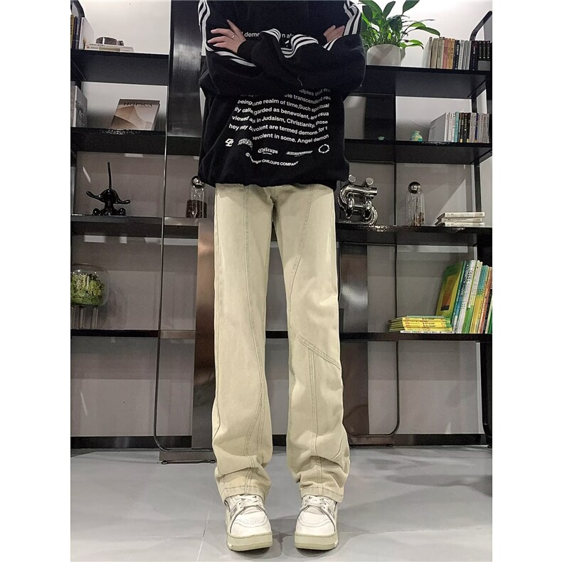 现货!港风新款2025潮流百搭直筒宽松大码牛仔裤松紧腰NZ6203-P45,男装牛仔裤,星座1103-2