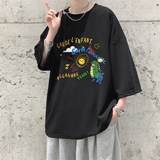 Q11219-P30春夏季七分袖t恤男大码五分袖男短袖中袖大皂风，男装T恤，电商A040
