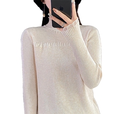 时尚欧根纱拼接针织衫修身显瘦长袖毛衣优雅气质女装上衣，女装针织衫/毛衣，暖姿羊绒