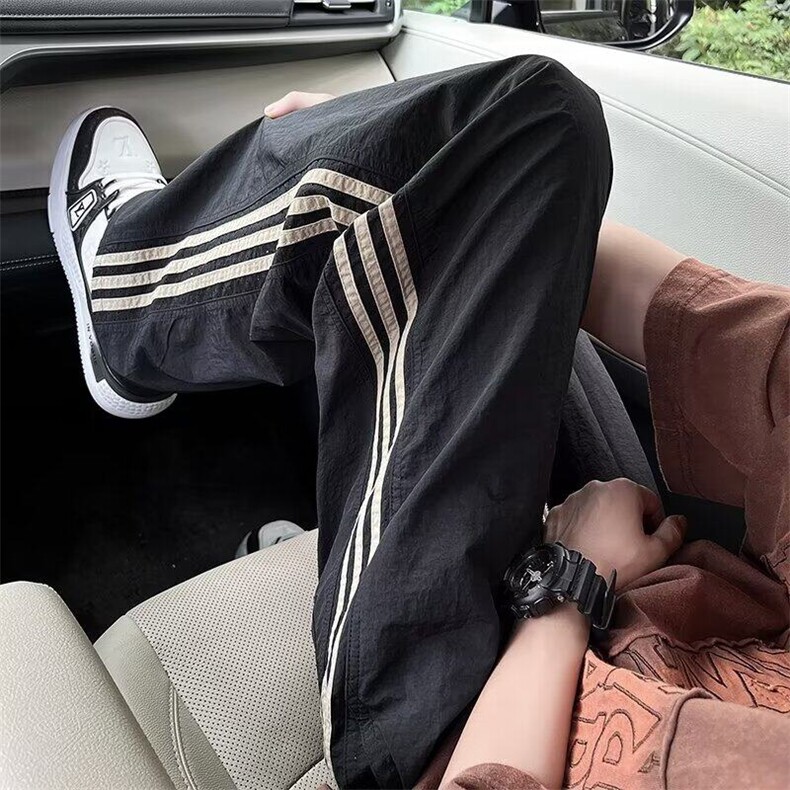 DA610-P40条纹裤子男款夏季美式速干工装裤三条杠直筒运动休闲裤，男装休闲裤，星座603-2