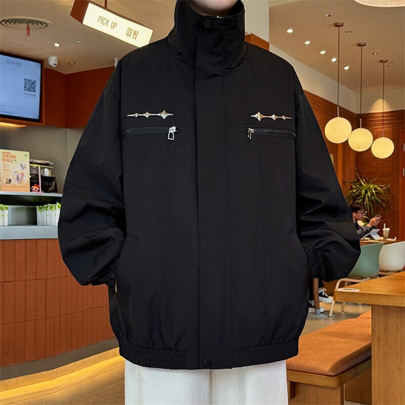 JK203/P65春装新款个性装饰立领夹克男潮流飞行员上衣外套,男装夹克,电商基地A050