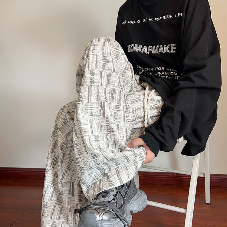 抖音品质美式拼接格子扎染设计潮流休闲裤B315-K25341-特p35控68,男装休闲裤,电商B315