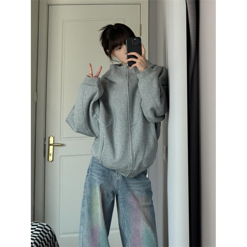 【有货】WW01CC-特P50解构连帽卫衣男廓形拉链开衫外套,男装卫衣,星座1007（原301D）
