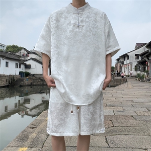 量大优 供视频 新风 蝴蝶提花冰丝短袖短裤套装男 TZ2405-特P60图片