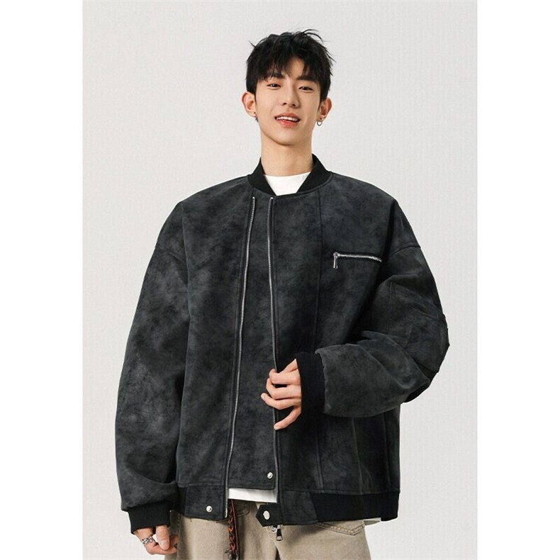 秋冬复古麂皮绒开衫外套男潮牌美式高街春秋情侣外套PY119-P72，女装短外套，星座208-5