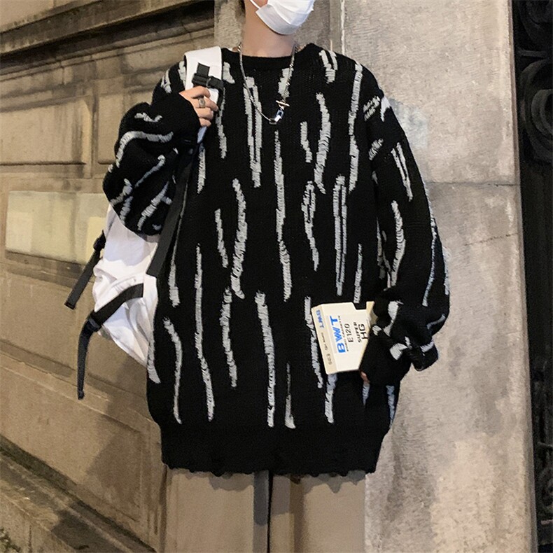 M182/P65新款个性设计感毛衣男百搭潮流打底衫男士圆领针织衫外套,男装T恤,电商基地A050