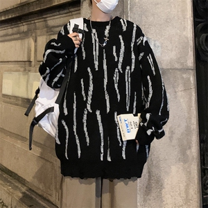 M182/P65新款个性设计感毛衣男百搭潮流打底衫男士圆领针织衫外套图片