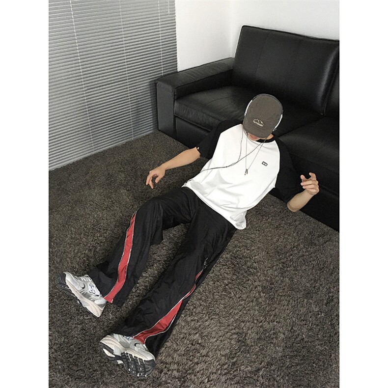 B221美式ins高街小众拼接宽松休闲登山裤冲锋裤LK23110-P65控88,男装休闲裤,电商B221