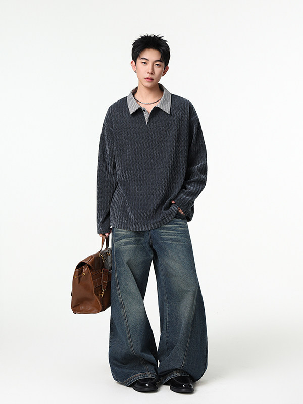 加绒加厚卫衣千鸟格长袖t恤polo打底衫504-T503-特P28（加绒P33）,男装Polo衫,星座504