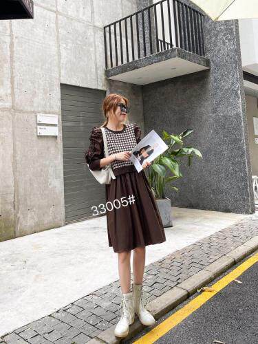 针织拼接连衣裙，女装连衣裙，千百莲