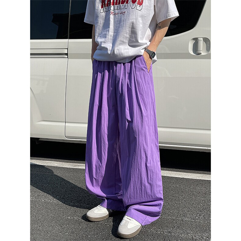 8XL-M多巴胺冰丝垂感慵懒山本裤男夏拖地裤子阔腿休闲裤KZ051P30,男装休闲裤,电商B312