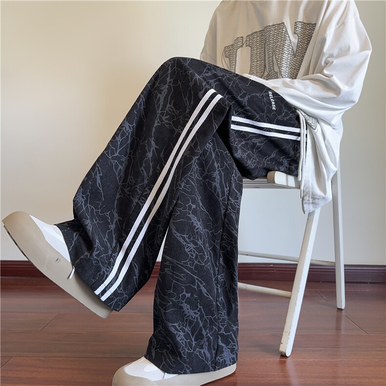 秋季新款远动条纹花色灯芯绒宽松休闲裤B315-K24300-特p35控68,男装休闲裤,电商B315