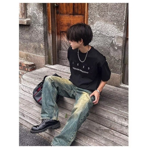 【网图现货】美式宽松钢印字母短袖T恤男T0013/P28图片