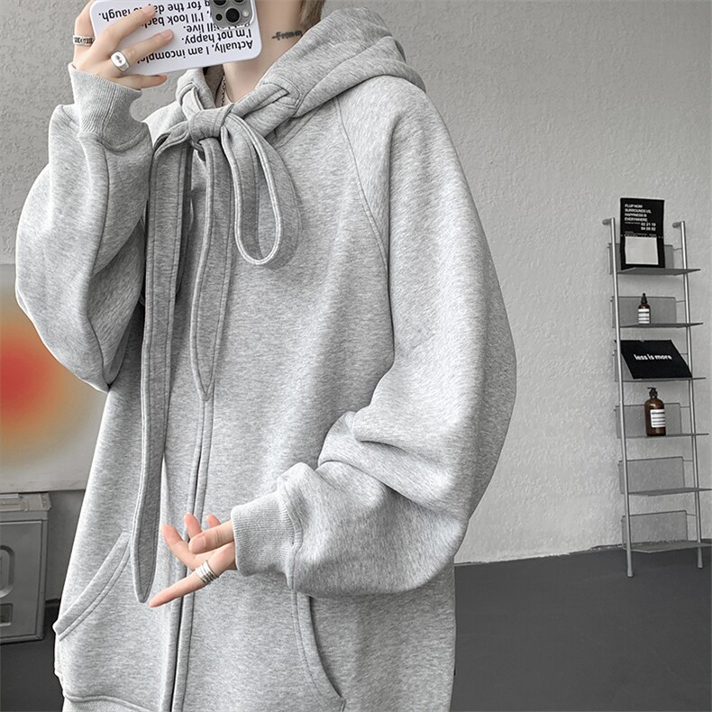 8XL-M朝牌情侣美式绑带设计连帽卫衣宽松开衫外套男女WY35P58，女装短外套，电商D206-1